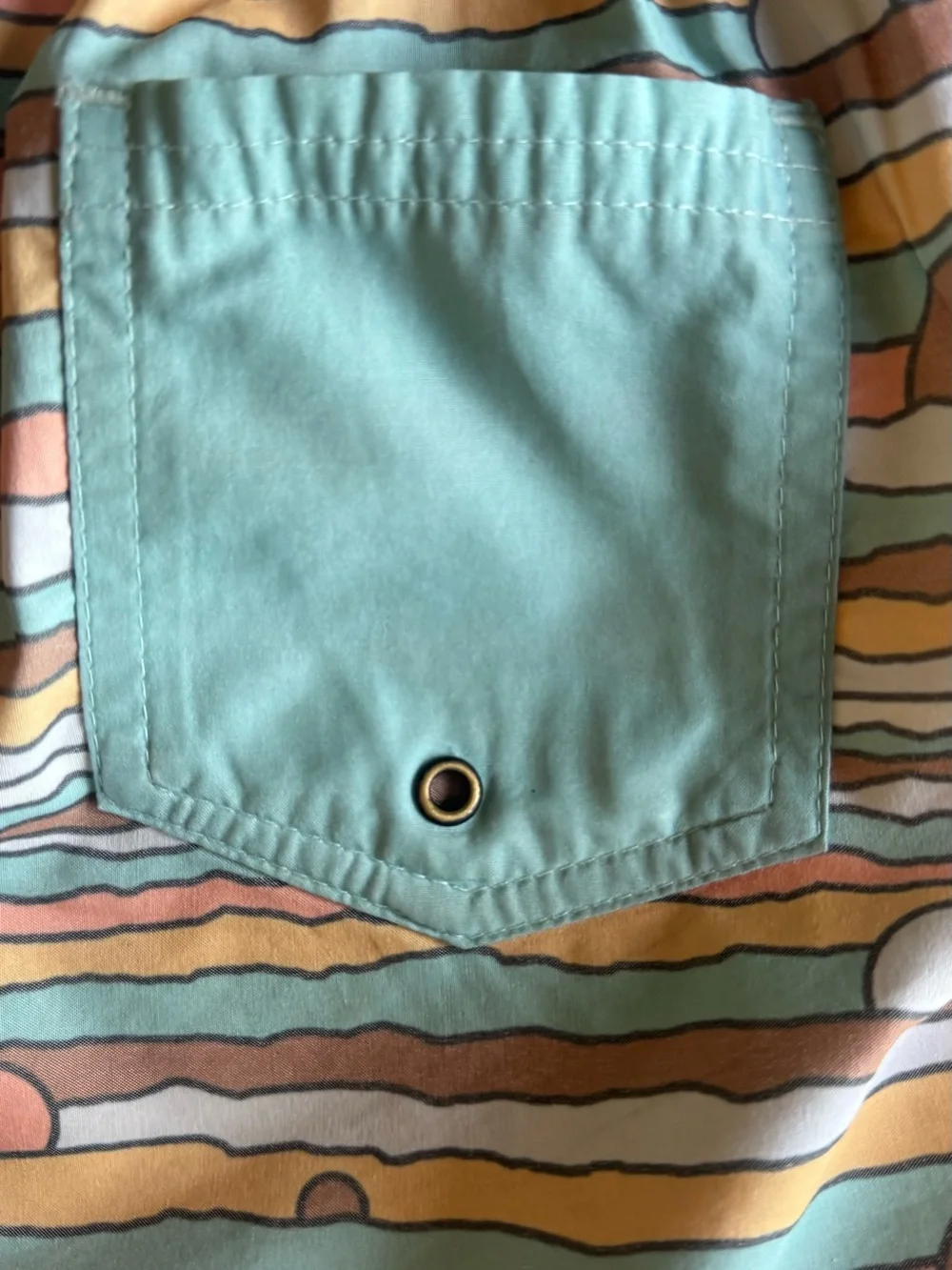 Retro Sun-Wave Swim Trunks with Mint Trim by Feather 4 Arrow